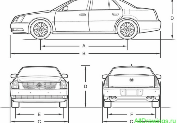 Cadillac DTS (2007) (Кадиллак ДТС (2007)) - чертежи (рисунки) автомобиля